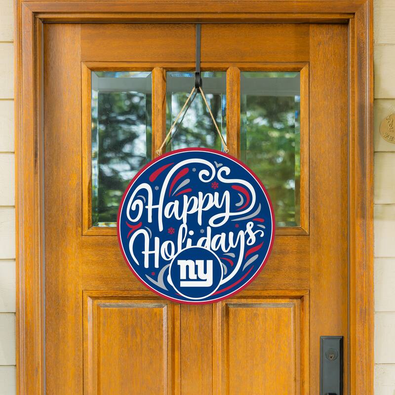 New York Giants 18" x 18" Happy Holidays Door Décor Wall Sign - 18" x 18"