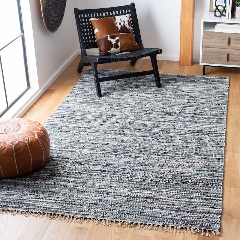 SAFAVIEH Handmade Rag Rug Irmeli Casual Stripe Cotton Rug - 9' x 12' - Grey
