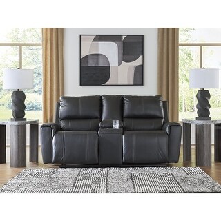 Signature Design by Ashley Glassmere Black Reclining Loveseat with ...