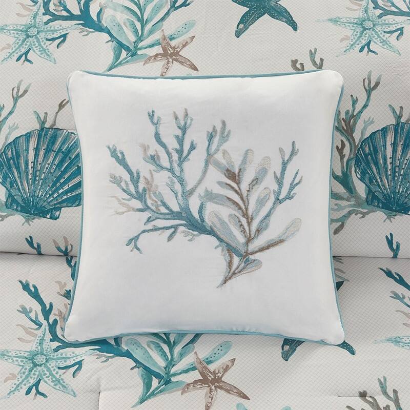 7 Piece Cotton Sateen Comforter Set Coral