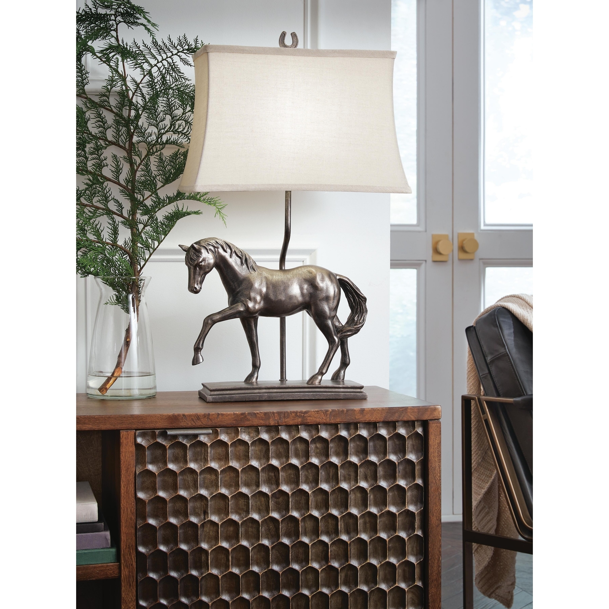 Signature Design by Ashley Sandorman Dark Grayish Brown Table Lamp - 16"W x 9"D x 27"H