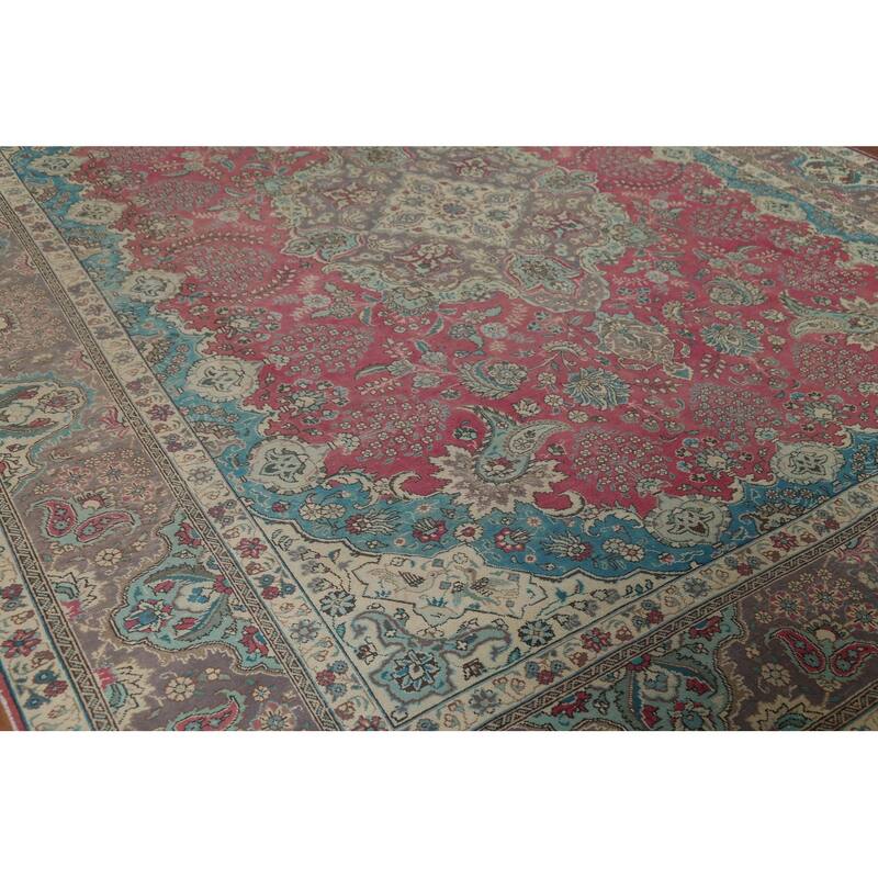 Tabriz Persian Vintage Area Rug Handmade Wool Carpet - 10'1"x 12'10"