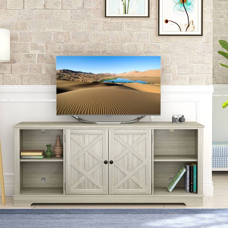 70-inch Extra-Wide Rustic TV Stand for 80" TVs - Natural Wood Finish - White Wash