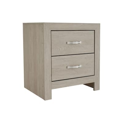 Natural Brown 2 Drawer 21.6 in. W Nightstand with Sturdy Hardware and Ample Storage