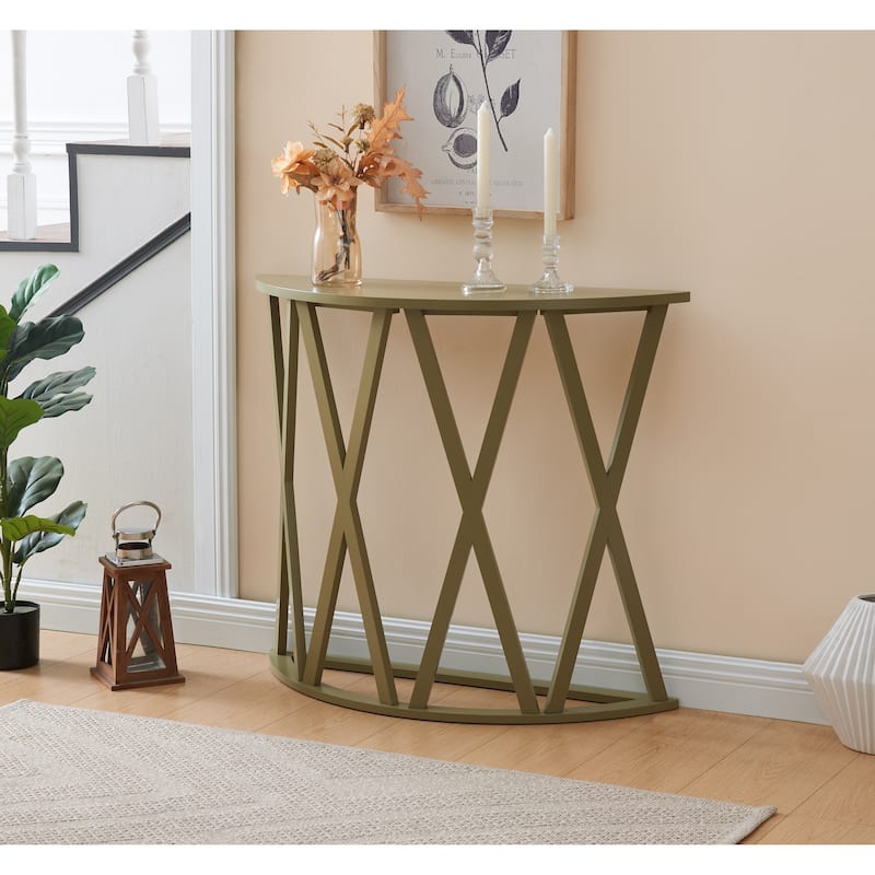 Vienna Collection Wood Side Table with X-Base or Half-Moon Design - Lemon Pepper - Half-Moon