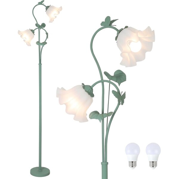 Office Floor Lamp with Botanical Acrylic Shade - Bed Bath & Beyond