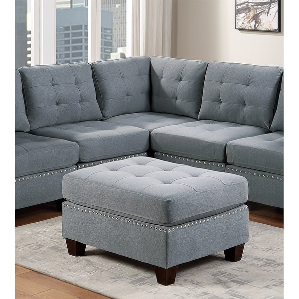 LinenLike Fabric Upholstered Cocktail Ottoman Comfortable choice, multiple functions, classic design, and cozy corners in