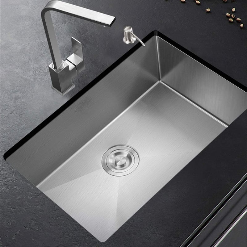 CB HOME 32'' Undermount Kitchen Sink,Drop in Single Bowl Stainless Steel Sink with Basket Strainer&Bottom Grid&Roll Up Dish Rack