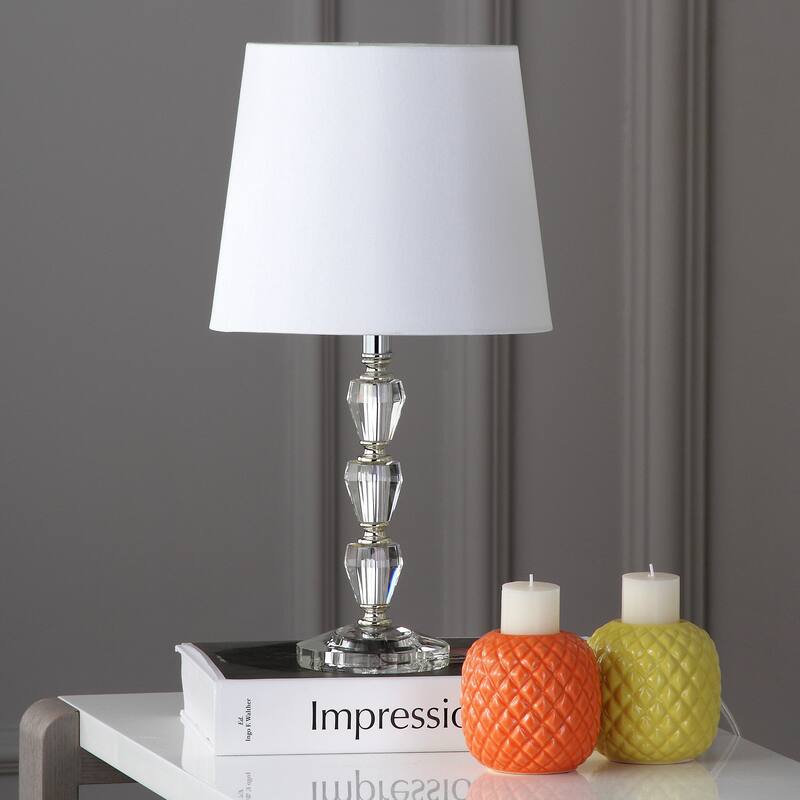 SAFAVIEH Lighting Mellissa 16-inch White Shade Tiered Crystal Orb Table Lamp (Set of 2) - 9"x9"x16" - 9Wx9Dx16H