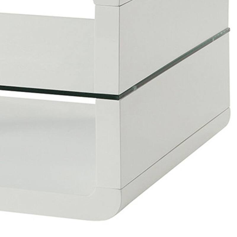 23.5 in. White and Clear Rectangle Glass End Table, Sturdy Build End Side Table for Living Rooms