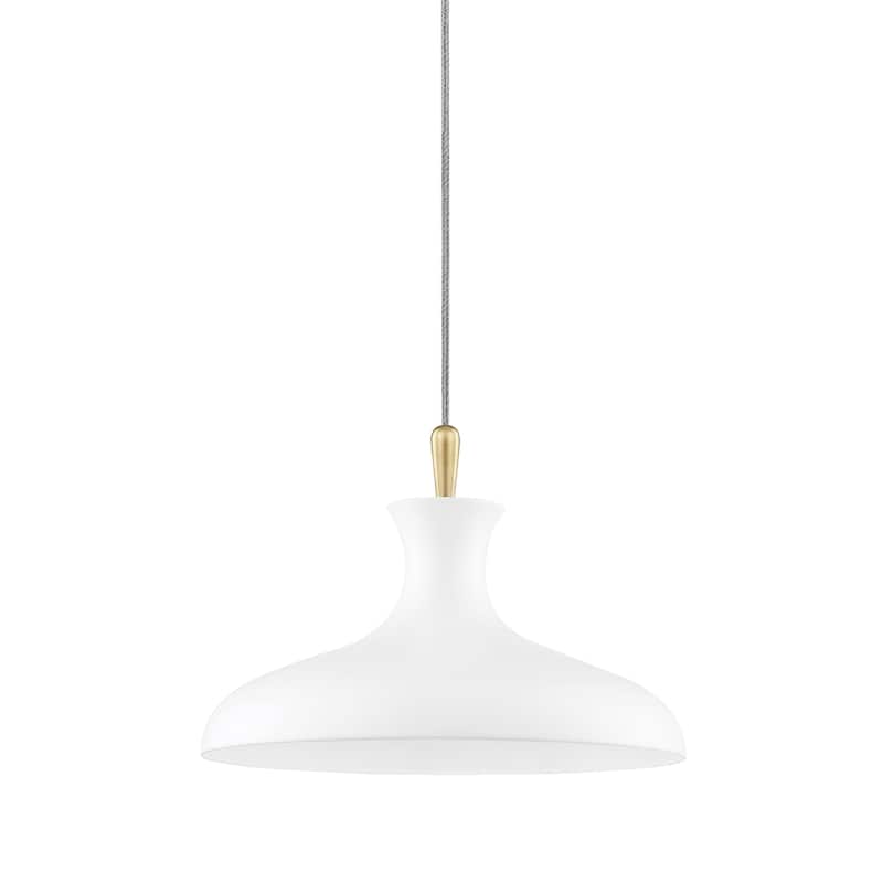 Mitzi by Hudson Valley Cassidy 15-inch Pendant - Aged Brass/Soft Off White