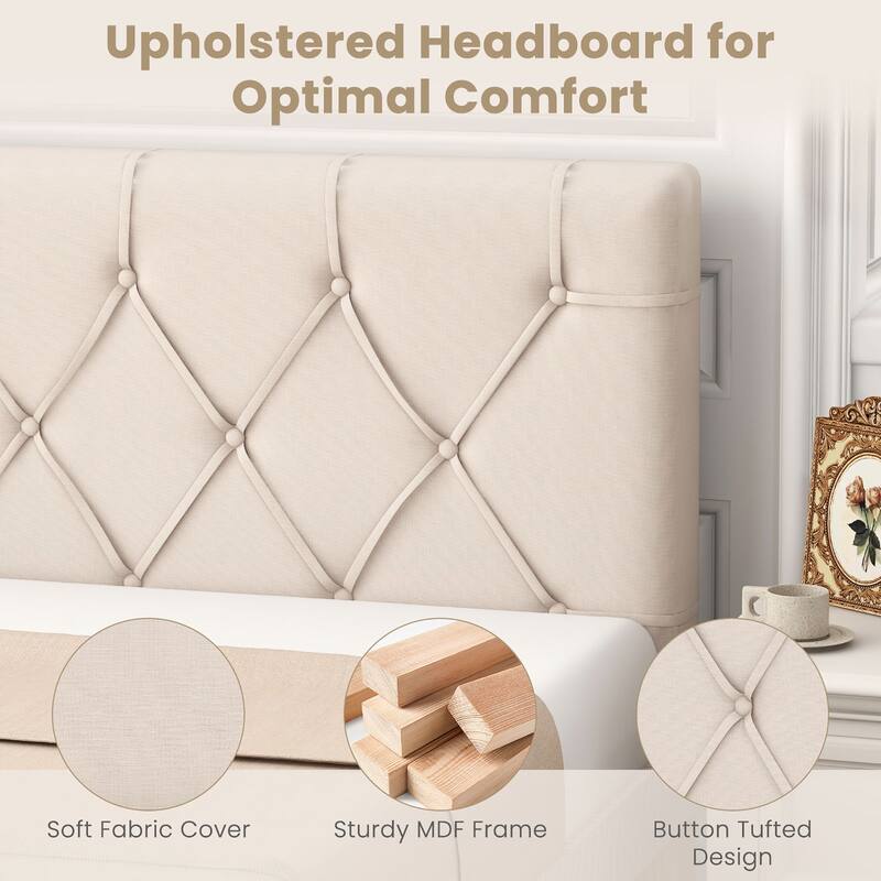 Gymax Upholstered Headboard for Twin Size Bed w/ Fabric Upholstery