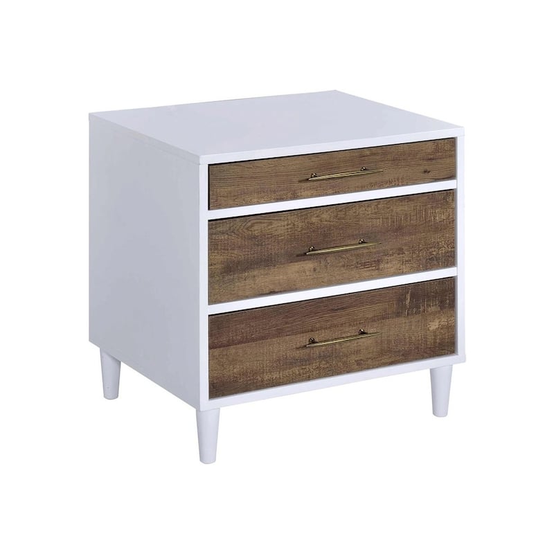 Two-tone Finish Nightstand with 3 Drawers
