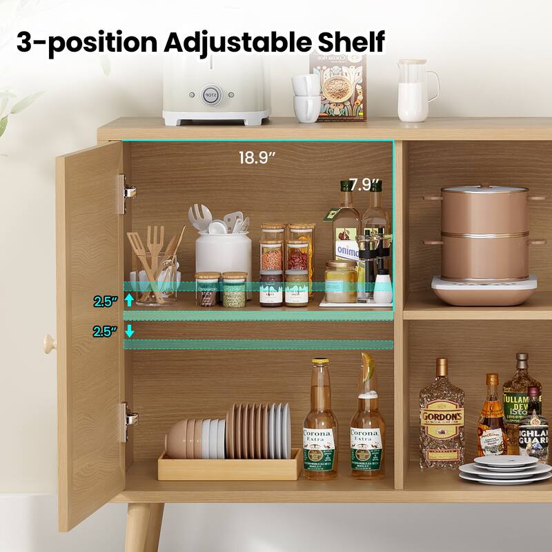 Sideboard Cupboard Console Cabinet with Shelves, Simple Storage Cabinet Hallway Cabinet Dining Cabinet
