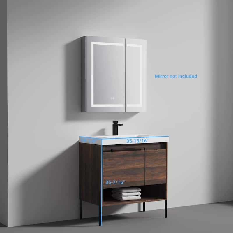 Blossom Turin 36 Inch Freestanding Bathroom Vanity with Acrylic Sink