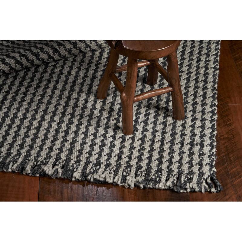 3' x 5' Grey Braided Wool Area Rug with Fringe 3'6" Bed Bath