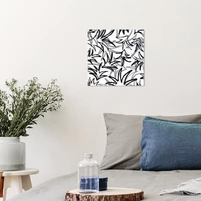 Wynwood Studio Canvas Abstract Navy and Grey Pinaple Leaf White and Modern & Contemporary Wall Art Canvas Print