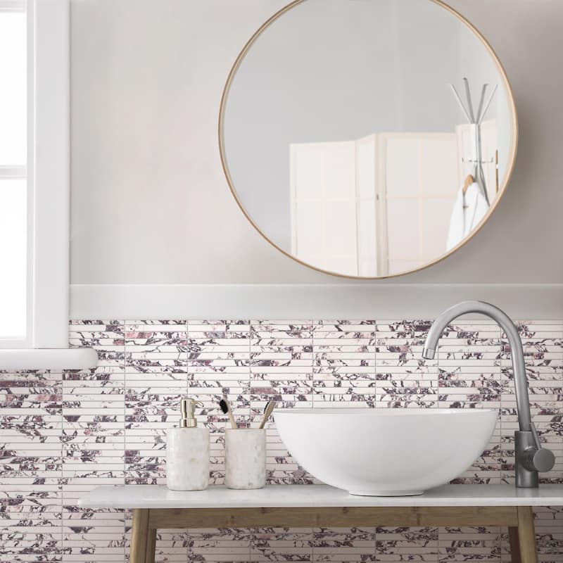 Merola Tile Touche Brick Stacked Rubis 11-3/4" x 11-3/4" Porcelain Mosaic Floor and Wall Tile - (1 Tile)