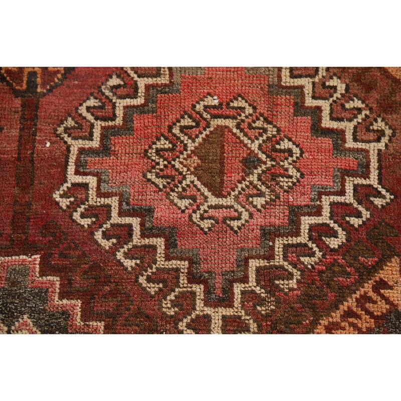 Red & Pink Geometric Bakhtiari Persian Rug Hand-Knotted Wool Carpet - 4'5" x 7'4"