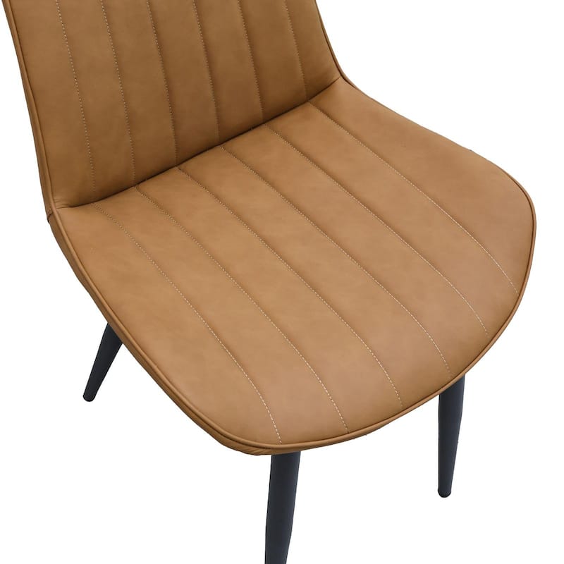 PU Leather Dining Chair with Metal Legs, Wave Pattern Upholstered Armless Chair Set of 6 for Kitchen, Living