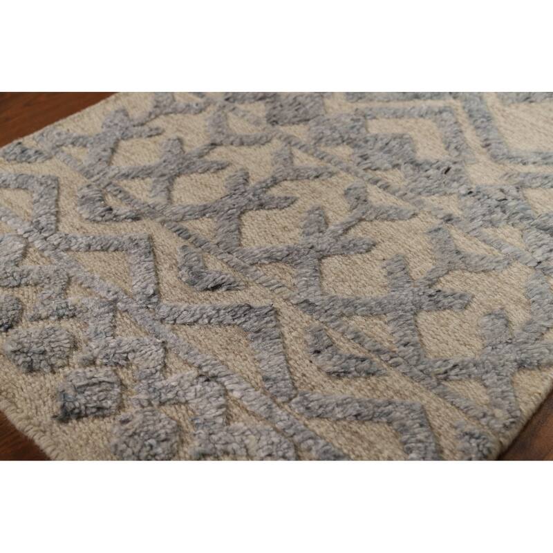 Moroccan Foyer Rug Hand-Knotted Oriental Beige Wool Carpet - 2'0"x 3'0"