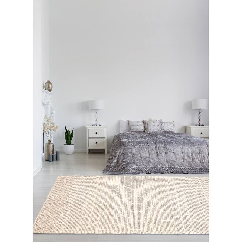 ECARPETGALLERY Braid weave Sienna Cream Wool Rug - 5'0 x 7'6