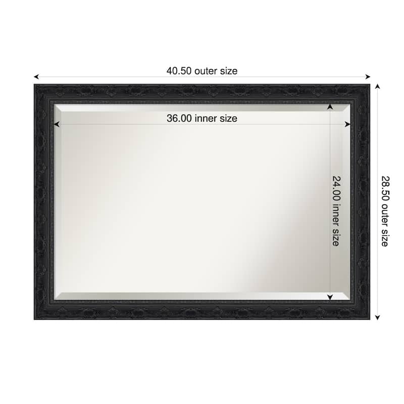 Filigree Beveled Framed Wall Mirror - 41 x 29 in - Filigree Gloss Black