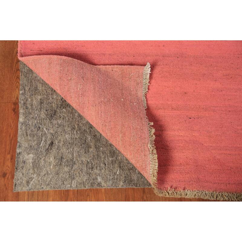 Modern Gabbeh Oriental Area Rug Hand-Knotted Pink Wool Carpet - 6'10" x 9'9"