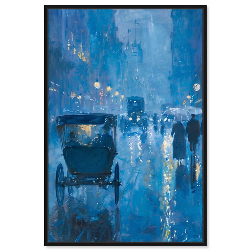 Art Remedy London Nights Framed Impressionism 1 Piece Canvas Wall Art /Monet And Van Gogh Inspired Art - 37 x 55 - Black