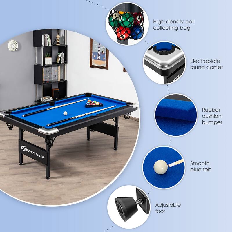 Goplus 6 FT Billiard Table 76 Inch Foldable Pool Table Perfect for - See Details
