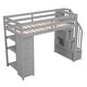 preview thumbnail 3 of 12, Twin size Loft Bed with Shelves, Drawers and Stairs, Grey