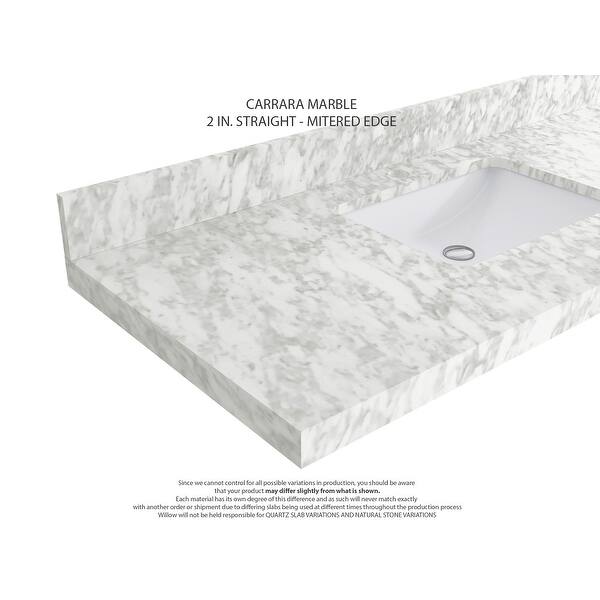 31 in. W x 19 in. D Marble Vanity Top in Carrara with White Trough Sink 31 in. W x 19 in. D Marble Vanity Top in Carrara with White Trough Sink