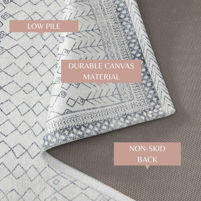 Linery & Co. Machine Washable Slip Resistant Vintage Inspired Patterned Accent Rugs