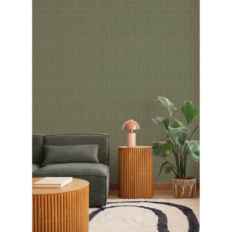 A-Street Prints Albin Moss Gridline Wallpaper