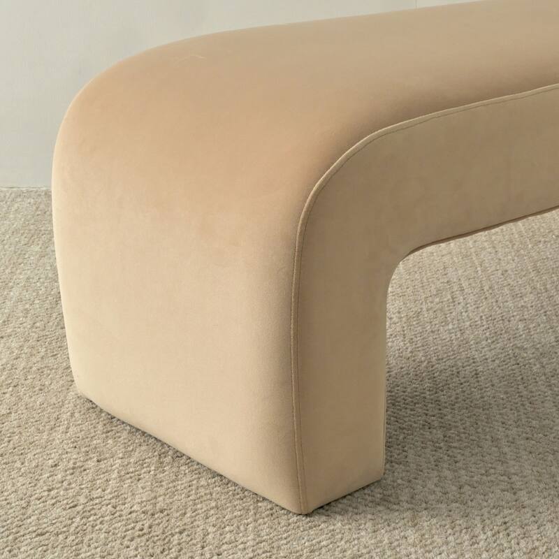 60" Velvet Upholstered Waterfall Bench