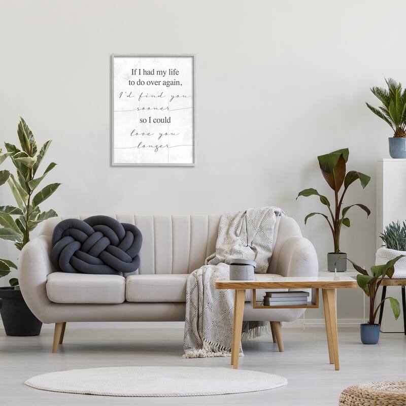 Stupell Love You Longer Motivational Phrase Positive Romantic Attitude Framed Wall Art - White
