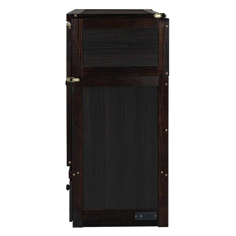 Full/Queen Size Murphy Bed Wall Bed with a Large Storage Drawer and USB Port, Solid Wood Murphy Cabinet Bed, Space Saving Design