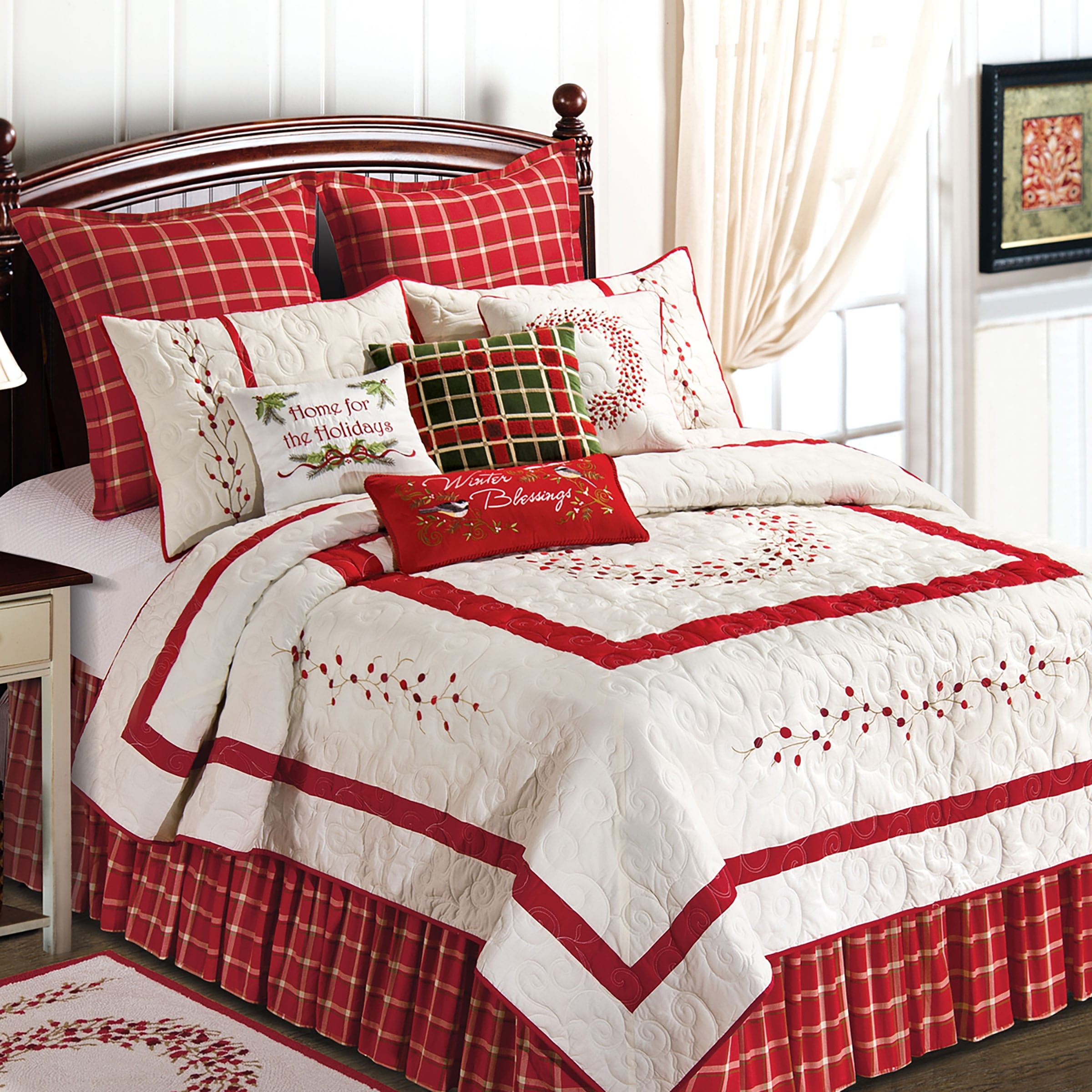 Spirit Linen Home Holiday Collection Quilt Set 3 Piece