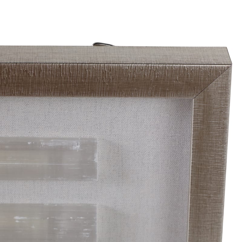 Selenite Stone Decorative Wall Art Shadowbox Casual Design - 20" White