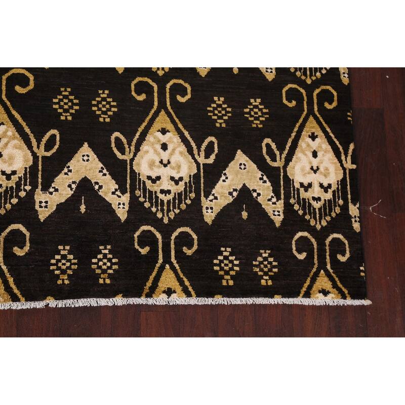 Geometric Oriental Gabbeh Kashkoli Area Rug Hand-knotted Wool Carpet - 7'10" x 11'3"