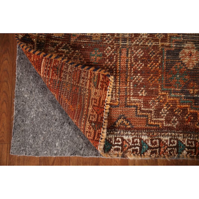 Distressed Qashqai Persian Antique Area Rug Hand-Knotted Wool Carpet - 4'1"x 8'2"