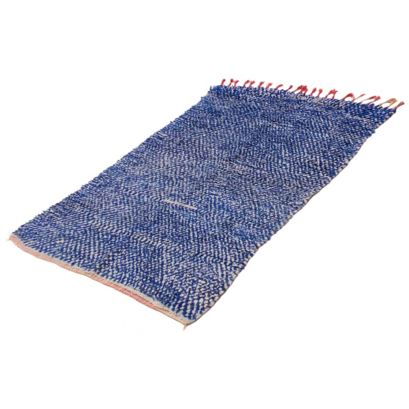 ECARPETGALLERY Hand-knotted Beni Ourain Blue Wool Rug - 3'8 x 5'7