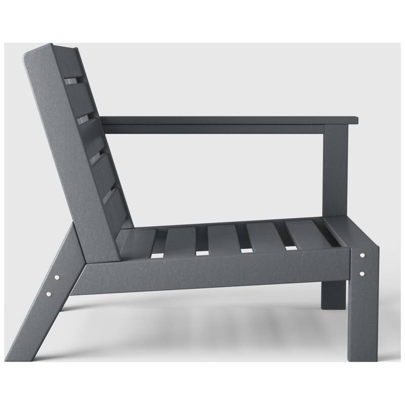 Birchwood All Weather HDPE Outdoor Patio Deep Seating Gray Right Arm Facing Chair With Cushions (1-Piece)