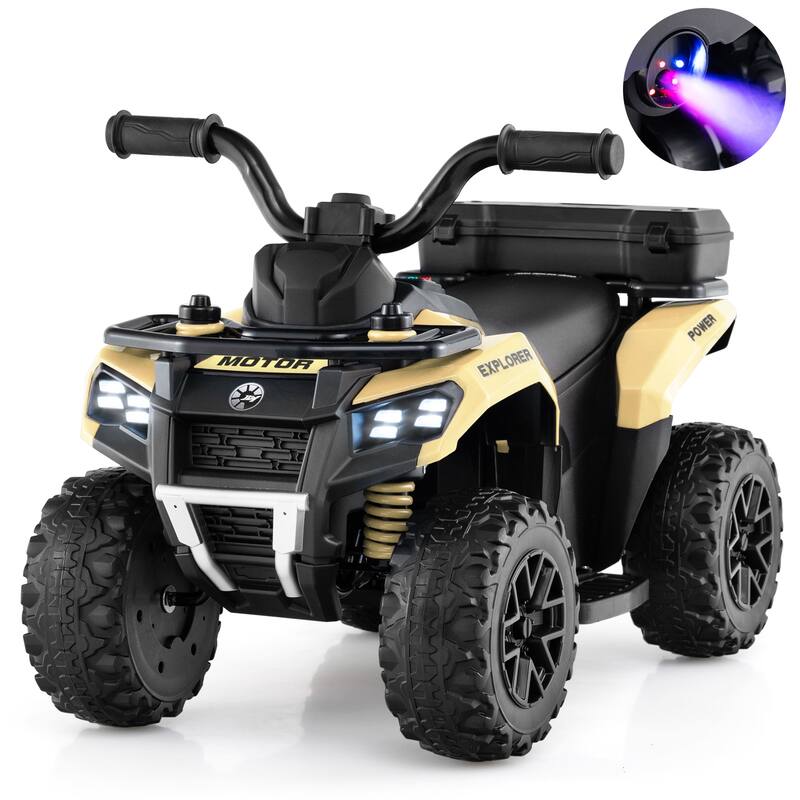 Gymax 6V Kids Ride On ATV w/ Music & Spray Function USB Port Storage - Brown
