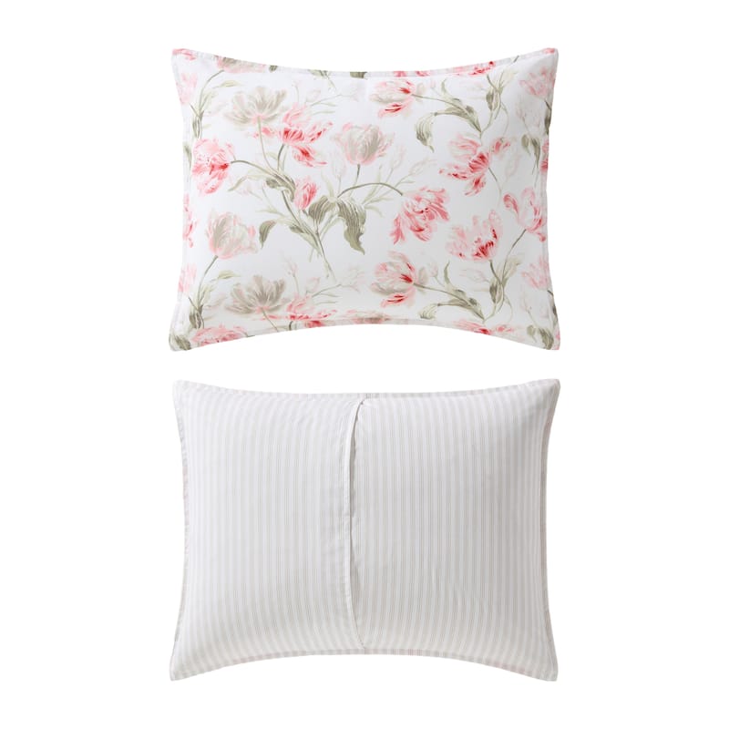 Laura Ashley Gosford Cotton Reversible Pink Comforter Bonus Set