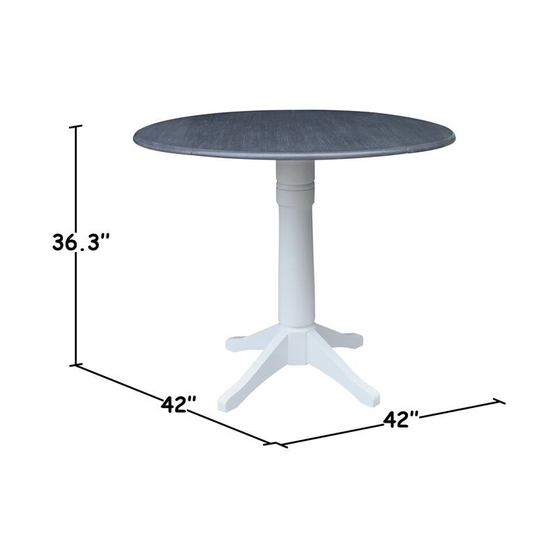 42" Round Top Dual Drop Leaf Pedestal Table with Stools