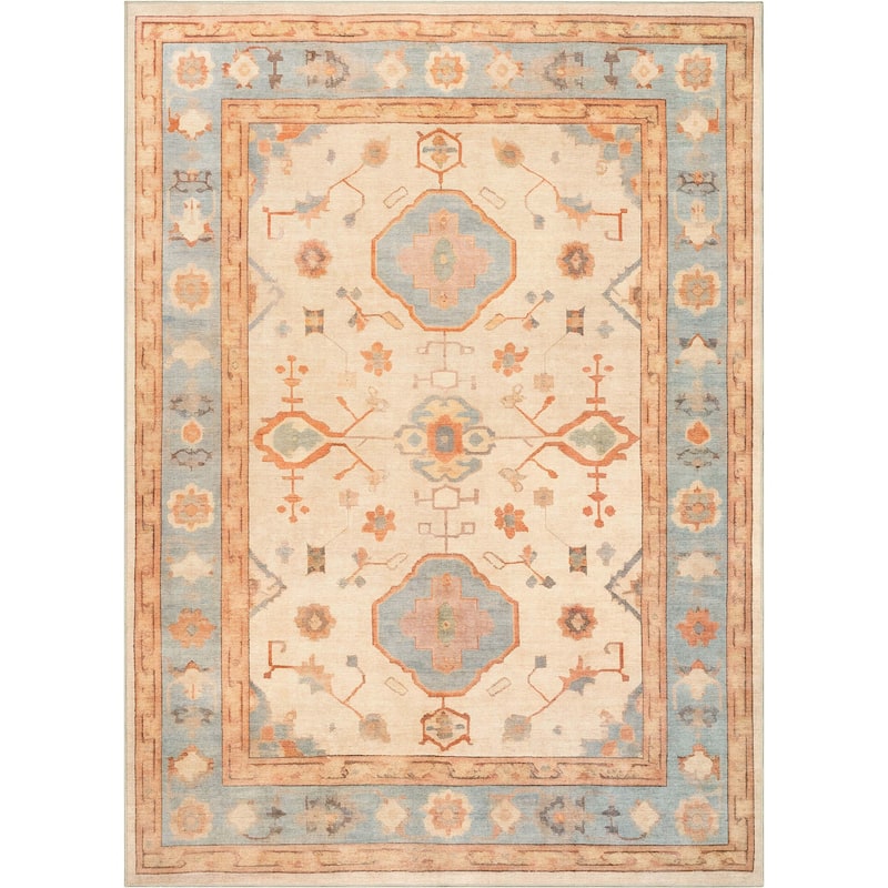 Well Woven Ushak Fethiye Vintage Medallion Pastel Flat-Weave Area Rug