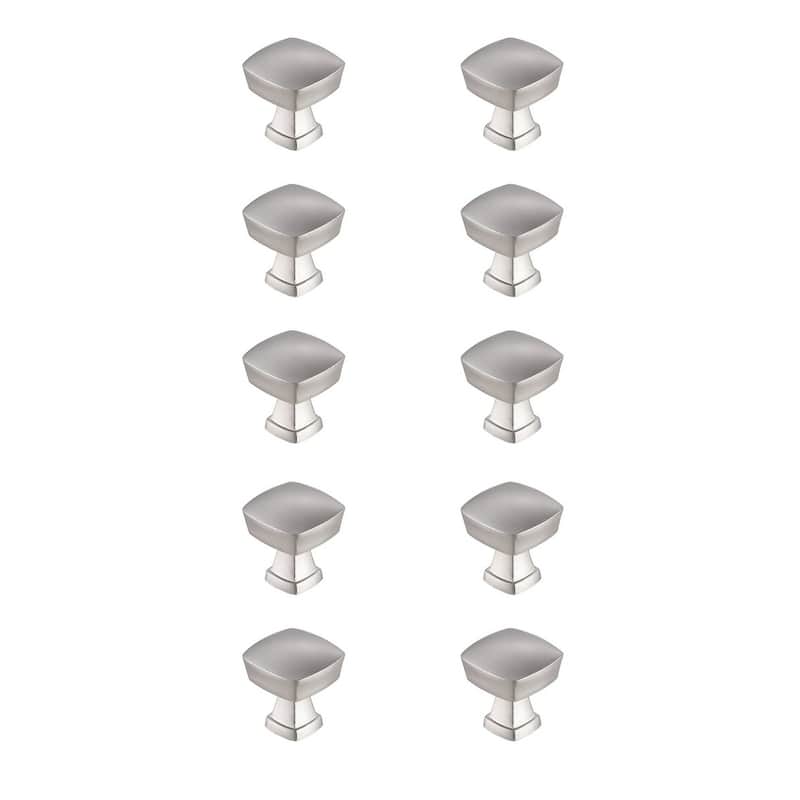 Brandon 1.3" Square Knob Multipack (Set of 10) - Brushed Nickel