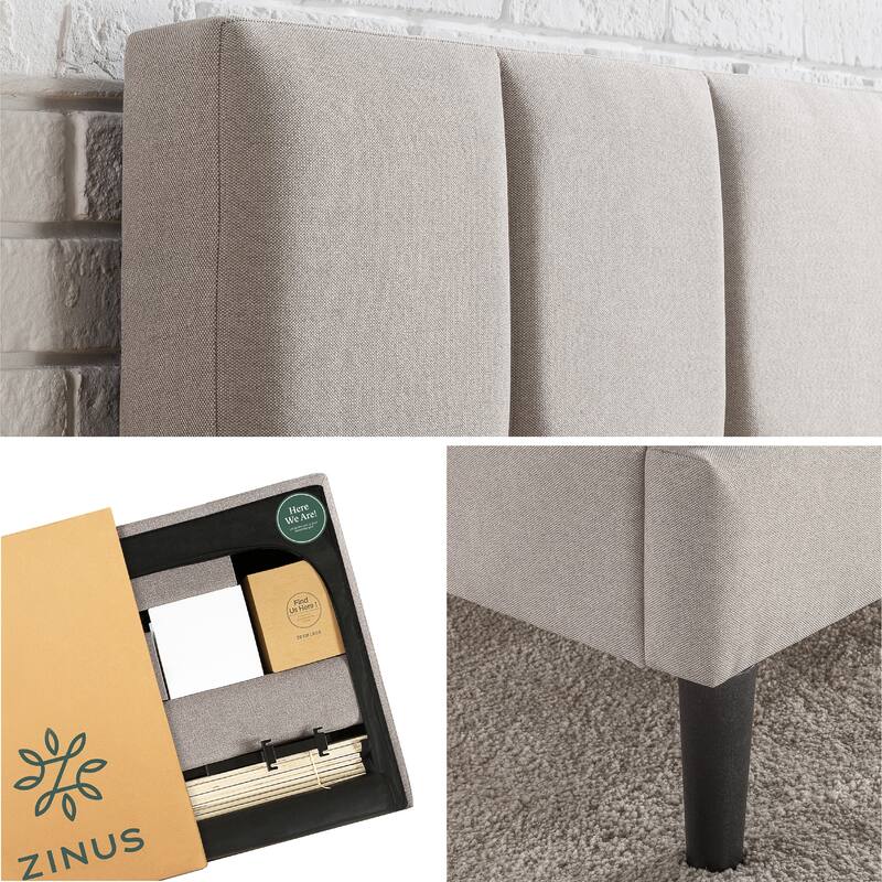 Priage by ZINUS Upholstered Square Stitched Platform Bed Frame