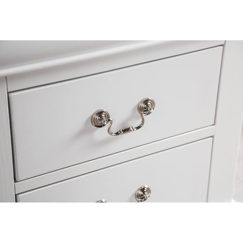 Transitional Nightstand - White Finish with Bracket Legs & Dovetail Drawers
